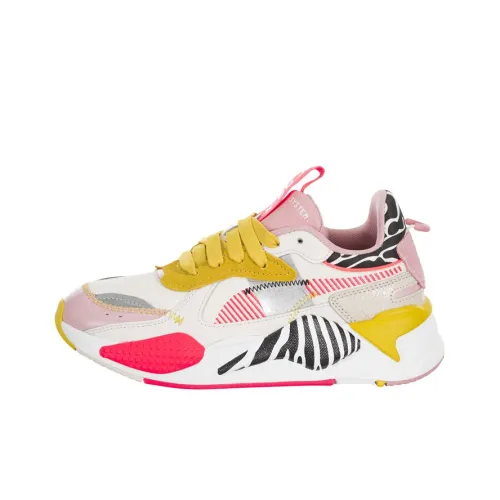 PUMA RS X Unexpected Mixes Легкий Низкий Топ Повседневная Обувь Женская Белый Желтый Розовый