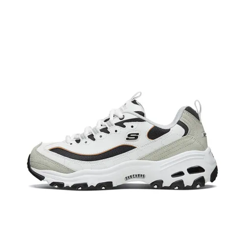 Skechers D'LITES 1,0 Высота Увеличивающая Низкий Топ Повседневная Обувь Женская Светло-Серый Белый