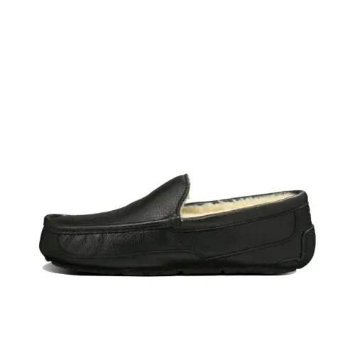 UGG Ascot Кожа Тапочки Низкие Повседневная обувь Мужская Черная