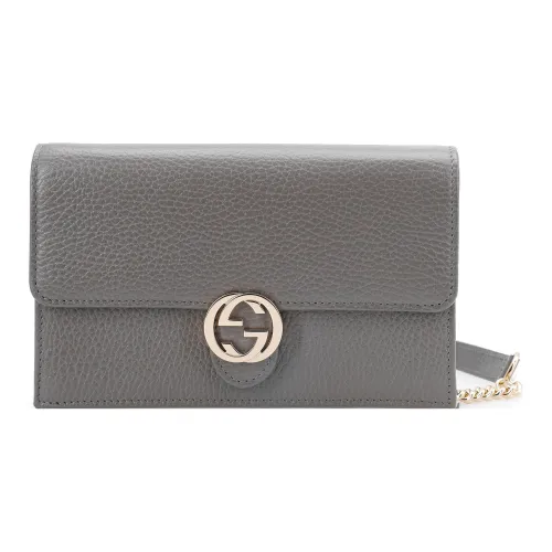GUCCI GG Кожа WOC Цепочка через плечо Сумка Обычная Женская Серый