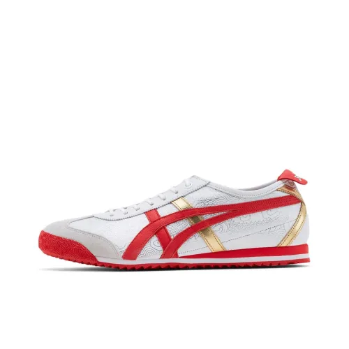 Onitsuka Tiger MEXICO 66 SD Slip-resistant Abrasion-resistant Low Top Casual Shoes Unisex Red White Gold Onitsuka Tiger MEXICO 66 SD Противоскользящий Устойчивый к истиранию Низкий Топ Повседневная Обувь Унисекс Красный Белый Золото