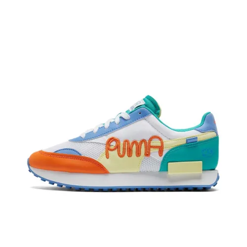 MR.DOODLE X PUMA Future Rider Low Топ Кэжуал Унисекс Зеленый Синий Оранжевый