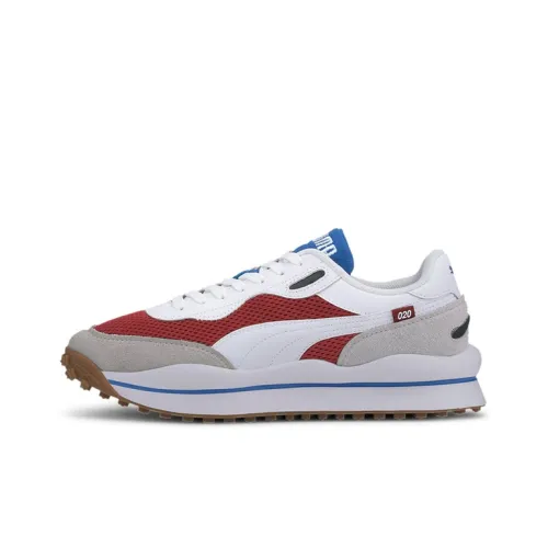 PUMA Style Rider Теплый Текстура Низкий Топ Повседневная Обувь Унисекс Белый Красный Серый