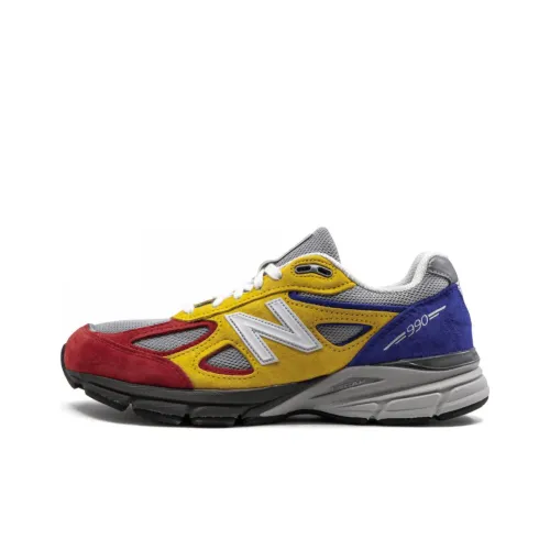 New Balance NB 990 V4 Амортизация Низкий Топ Беговые Кроссовки Мужские Желтый Синий Красный