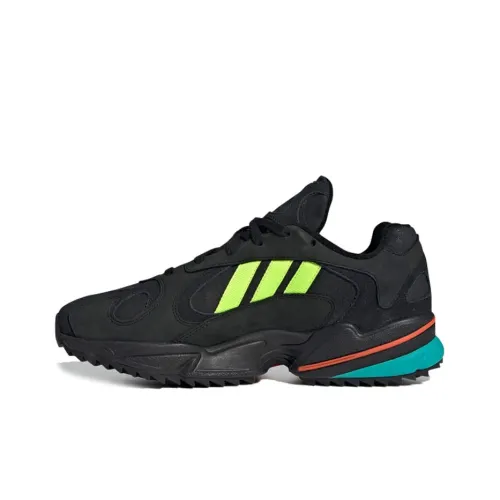 Adidas Originals YUNG 1 Non Slip Легкий Низкий Топ Casual Мужской Черный Флуоресцентный Желтый