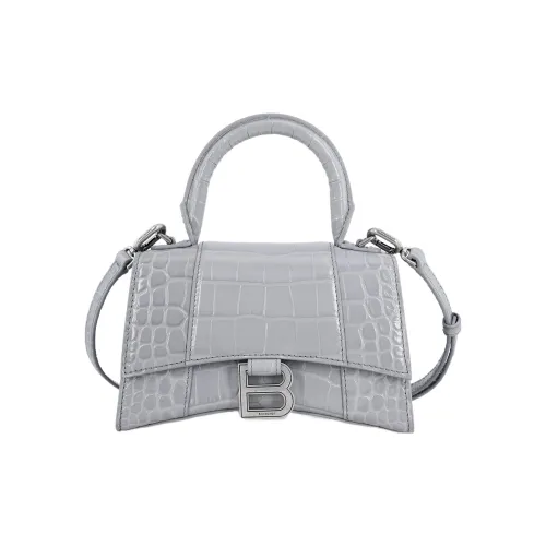 Balenciaga Сумка из коровьей кожи Hourglass Сумка через плечо Сумка Extra Small Женская Слоновой кости серый