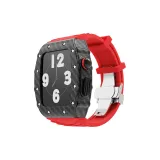 Углеродное волокно, текстура + красный, застежка-бабочка