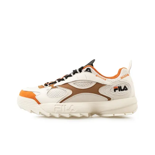 FILA FUSION Overturner Low Топ Спортивная Повседневная Обувь Мужская Белый Коричневый Оранжевый