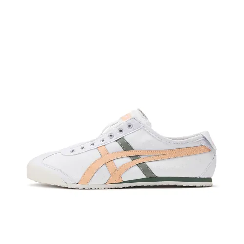 Onitsuka Tiger MEXICO 66 Slip On Износостойкий и Легкий Низкий Топ Кэжуал Унисекс Белый Оранжевый