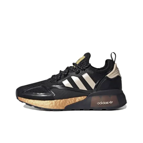 Adidas Originals ZX 2K Boost Slip-on Resistant Low Top Casual Women's Black Gold Adidas Originals ZX 2K Boost Слип-он Прочный Низкий Топ Повседневный Женский Черный Золото