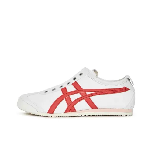 Onitsuka Tiger MEXICO 66 Износостойкий Дышащий Низкий Топ Повседневная Обувь Женская Белый Красный
