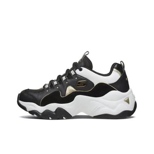 Skechers D'LITES 3,0 3,0 Низкий Топ Повседневная Обувь Женская Черный Белый Золото