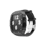 Углеродное волокно с узором + черная застежка-бабочка