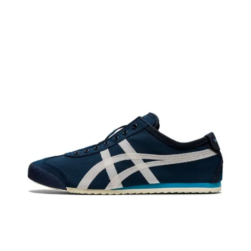 Onitsuka Tiger MEXICO 66 Slip On Shock Absorbers Slip On Resistant Breathable Low Top Casual Unisex Dark Blue