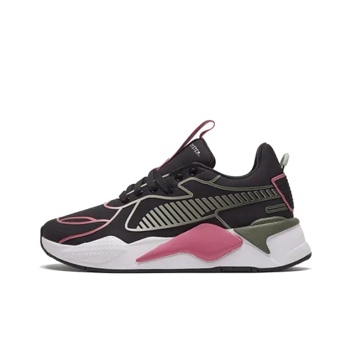 PUMA RS X Амортизация Износостойкий Низкий Топ Casual Женский Черный Розовый Белый