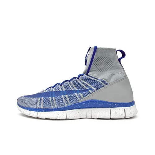 Nike Free Flyknit Mercurial Shock Absorbers Slip-resistant Abrasion-resistant High Top Casual Unisex Gray Blue Найк Free Flyknit Mercurial Shock Absorbers Противоскользящий Устойчивый к истиранию Высокий Топ Повседневный Унисекс Серый Синий