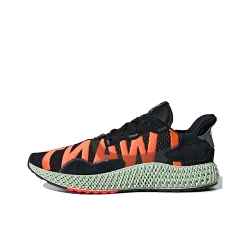 Adidas Originals ZX 4000 4D Slip-resistant Abrasion-resistant Lightweight Low Top Casual Unisex Black Orange Adidas Originals ZX 4000 4D Противоскользящий Устойчивый к истиранию Легкий Низкий Топ Повседневный Унисекс Черный Оранжевый