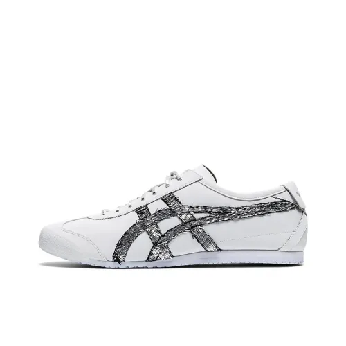 Onitsuka Tiger MEXICO 66 Slip-on Устойчивый к истиранию Легкий Низкий Топ Casual Унисекс Белый Черный Серебряный