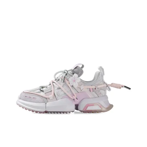 LINING Pan Gu Trek Вишневый цветок Коллекция Противоскользящий Устойчивый к истиранию Низкий Топ Повседневный Женский Розовый