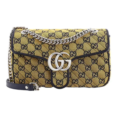 GUCCI GG Marmont Кожа Обметка Лоскутное шитье Холст Через плечо Холст Сумка Сумка через плечо Женская