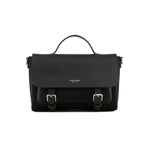 GIORGIO ARMANI Хлопок Холст Кожа Курьер Сумка Сумка через плечо Сумка Маленькая Мужская Черная