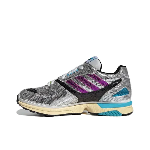 Adidas Originals ZX 4000 Амортизирующие шоки Противоскользящий низкий топ Повседневная обувь Женская серебряная Фиолетовая