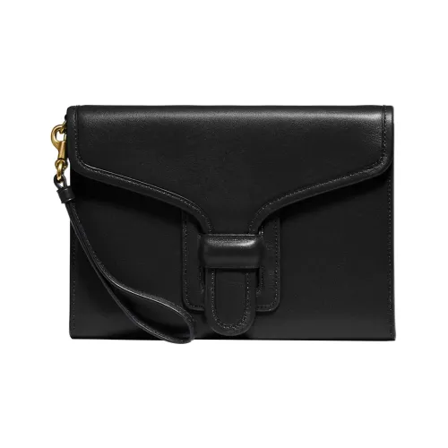 COACH Courier Перчаточная дубленая кожа Запястье Сумка Клатч Маленький Женский Черный