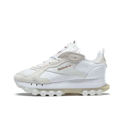 Reebok Classic Leather Cardi B Коллаборация Устойчивая к истиранию Низкая Обувь Повседневная Женская Белая Бежевая