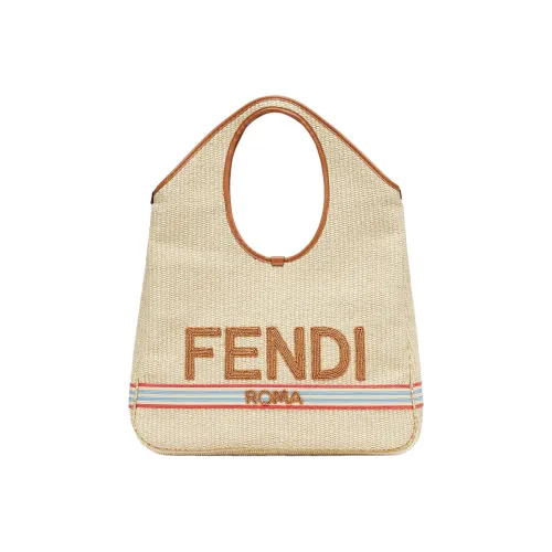 FENDI Peekaboo ISeeU Телячья кожа Комбинированный Натуральный соломенный Ткани вязаные
