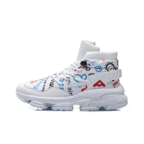 LINING CF Countflow AMMO Шокабассеры Устойчивый к истиранию Высокий Топ Повседневный Мужской Белый Красный Синий