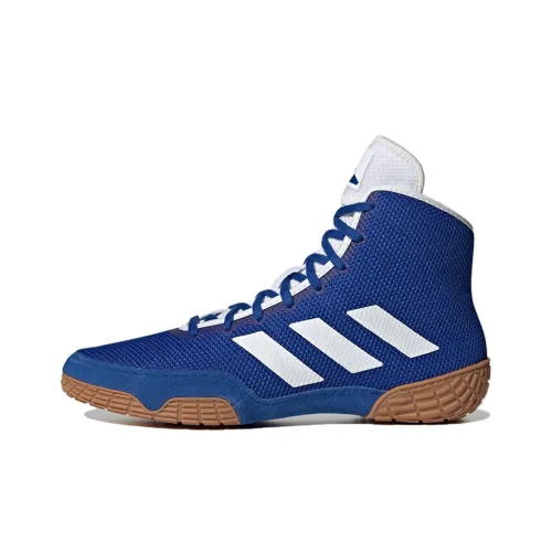 Adidas Tech Fall 2,0 Slip-Resistant Abrasion-Resistant High Top Wrestling Shoes Men's Blue White Adidas Tech Fall 2,0 Противоскользящие Аbrasion-Resistant Высокие Кроссовки для Рестлинга Мужские Синие Белые