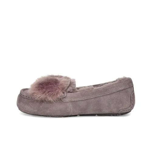 UGG ANSLEY Праздника Puff Арочный Теплоизоляционный Низкий Топ Повседневная Обувь Женская Угольно-Серый