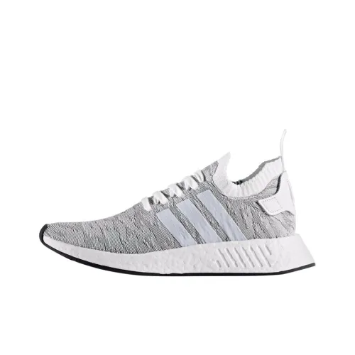 Adidas Originals NMD_R1 PRIMEKNIT Белый черный Низ Прочный Устойчивый к истиранию Низкий Топ Кэжуал Унисекс Серый белый