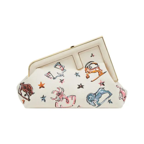 FENDI First Canvas Leather One Shoulder Crossbody Clutch Small Women's Multicolor