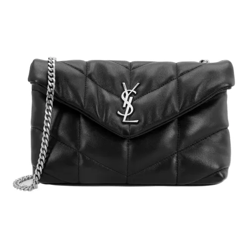 SAINT LAURENT PUFFER Лоскутное шитье Овчина Облачная сумка Сумка-подушка Сумка через плечо Сумка на плечо Женская Черная