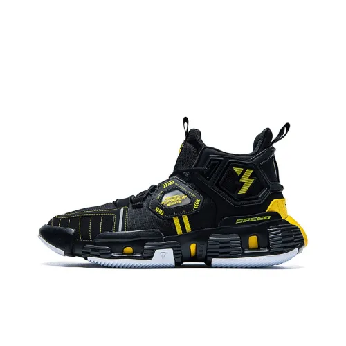 Qq Speed x 361° Противоскользящий устойчивый к истиранию MID Топ Спортивная повседневная обувь Мужская Черный Желтый