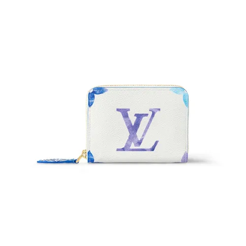 LOUIS VUITTON Покрытый холст Кошелек Женский Белый Синий