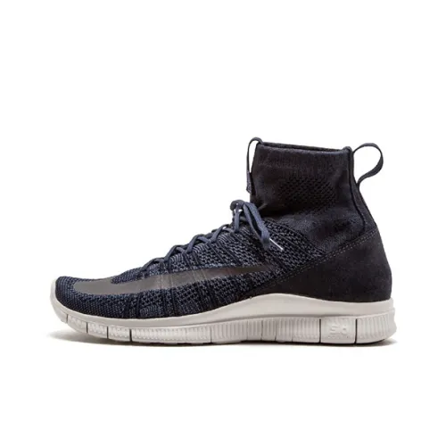 nike Free Flyknit Mercurial Lu Bu Нескользящий Легкий Высокий Топ Повседневная обувь Мужская Темно-синий