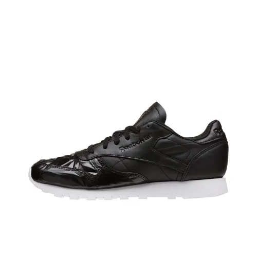Reebok Classic Leather HYPE Металлик Амортизация Износостойкий Низкий Топ Повседневная Обувь Женская Черная