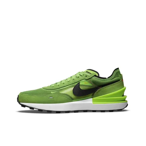 Nike Waffle One Slip Resistant Abrasion Resistant Дышащий Lightweight Low Top Casual Men's Black Green -> Nike Waffle One противоскользящий устойчивый к истиранию дышащий легкий низкий топ повседневный мужской черный зеленый