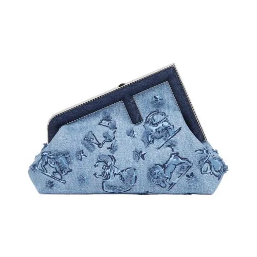 FENDI Denim Сумка через плечо Клатч Маленький Женский Светло-Синий