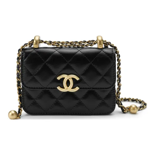 CHANEL WOC Телячья кожа и металл Сумка через плечо Маленькая Женская Черная