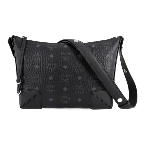 MCM Klara Visetos Покрытый холст Сумка Сумка через плечо Сумка через плечо Маленькая Женская Черная