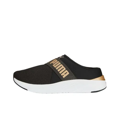 PUMA Softride Slip-Resistant Abrasion-Resistant Низкий Топ Беговые Кроссовки Женские Черный Белый Золото