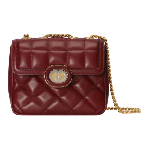 GUCCI Quilted Кожа Портативный Сумка через плечо Сумка на плечо Женская Темно-красный