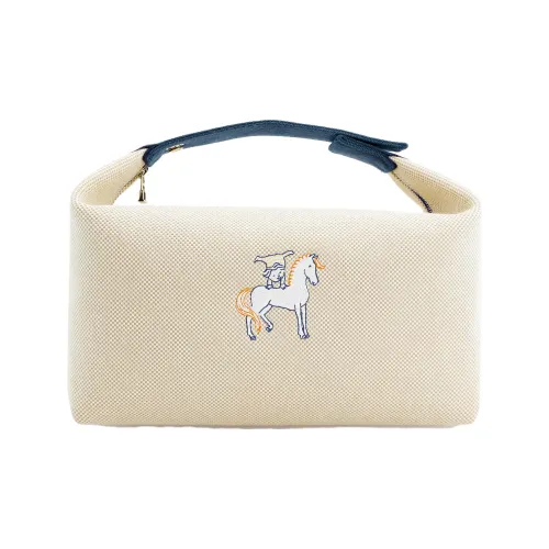 HERMES Невеста a Brac Холст Путешествие Хранение Сумка Унисекс Жемчужно-Серый