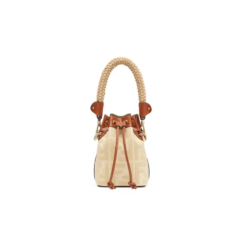 FENDI Mon Tresor Полиуретан Ведро-Формовая Сумка Сумка через плечо Сумка мини Женская Бежевая