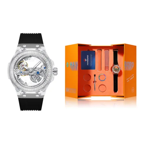 HANBORO Classic Collection Автоматический Механический Механизм Силиконовый Ремешок Часы Унисекс Белый Циферблат HBR986 BH