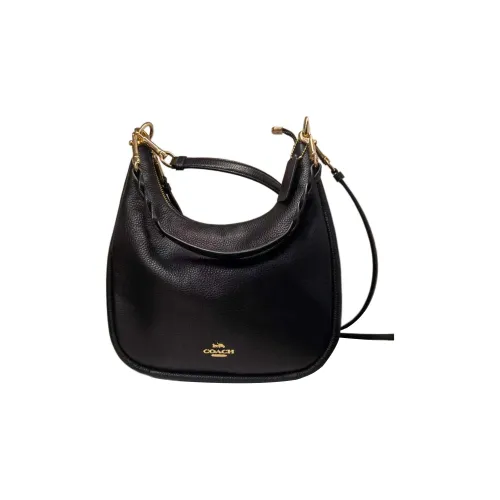 COACH Jules Кожа Полумесяц Сумка Сумка Сумка через плечо Большая Женская Черная