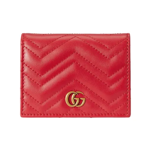 GUCCI Marmont Кожаный держатель для карт и кошелек женский красный